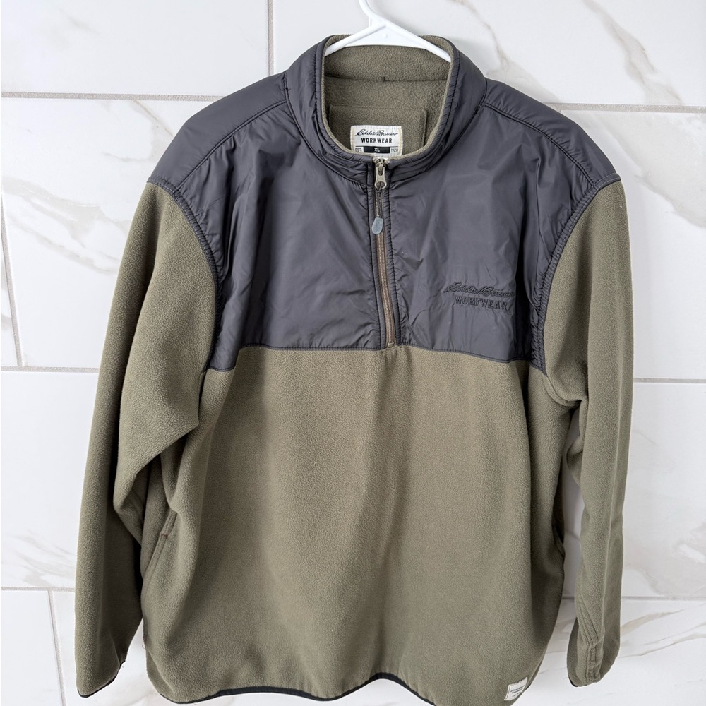 Eddie Bauer Gray and Blue Half-Zip Jacket